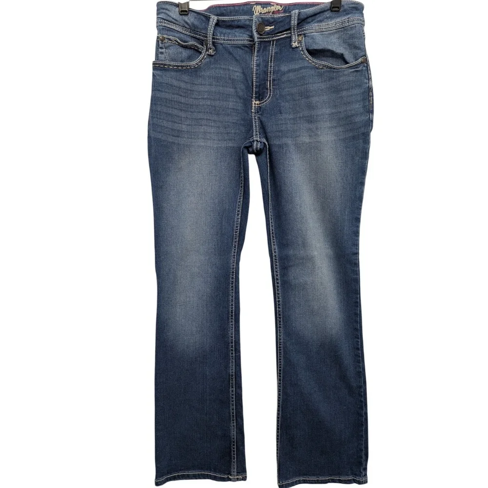 Wrangler‎ Bootcut Jeans Womens 7/8 x 32 Blue Medium Wash Stretch Denim 1009MWZJD